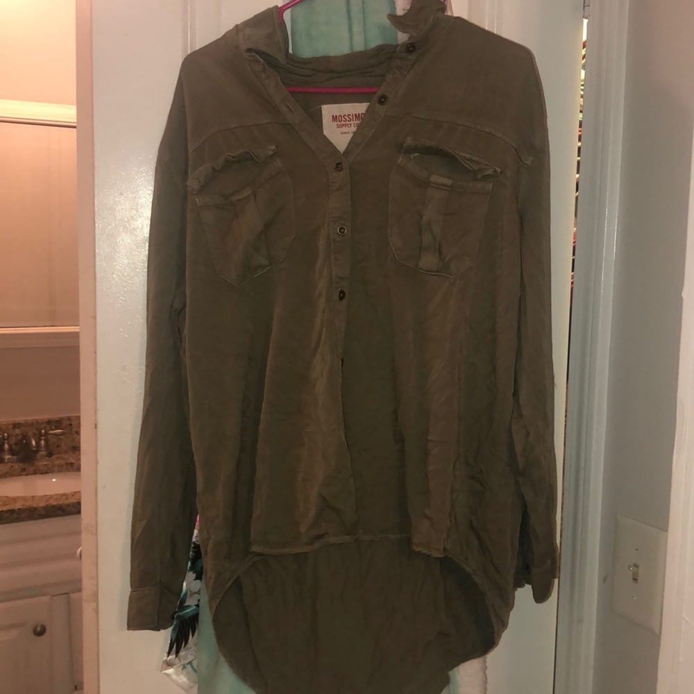 Button up army green shirt